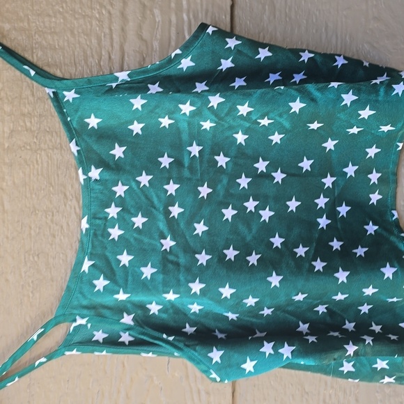 Nasty Gal Green Stars 2 poece Sleep Pajama Set 6 Small - Picture 11 of 13